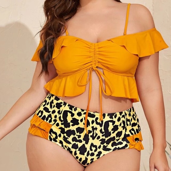Other - Plus Leopard 🐆 Ruffle High Waist Bikini